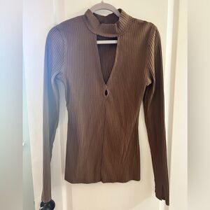 Free People Intimates Ribbed Long Sleeve Top - Med